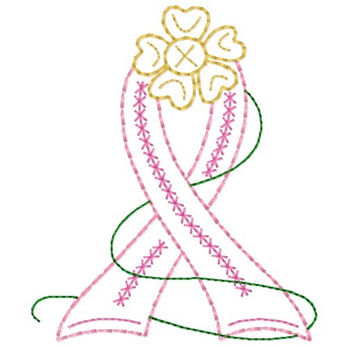 Floral Awareness Ribbon Machine Embroidery Design