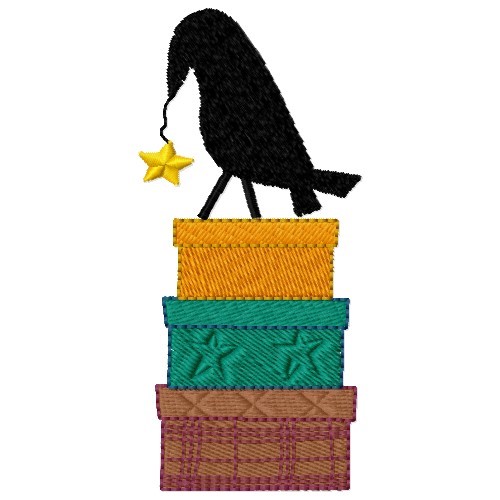 Crow On Boxes Machine Embroidery Design