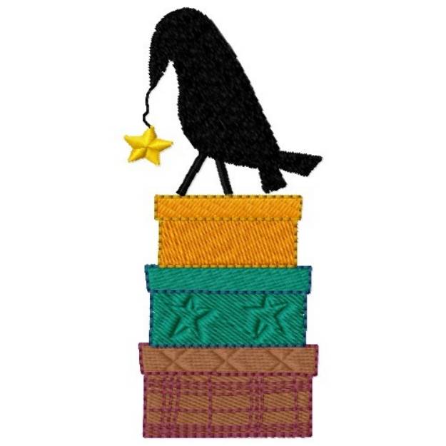 Picture of Crow On Boxes Machine Embroidery Design