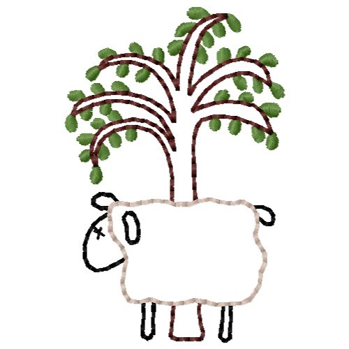 Sheep & Tree Machine Embroidery Design