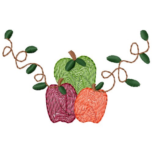 Colorful Apples Machine Embroidery Design