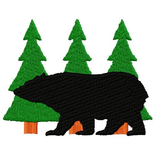 Bear In Trees Machine Embroidery Design