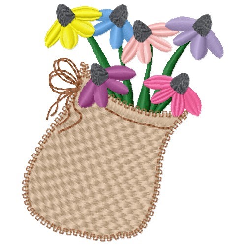 Daisy Basket Machine Embroidery Design