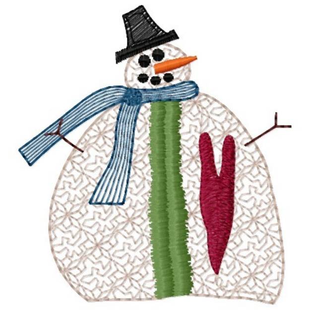 Picture of Snowman Folk Art Machine Embroidery Design