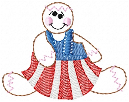Patriotic Doll Machine Embroidery Design