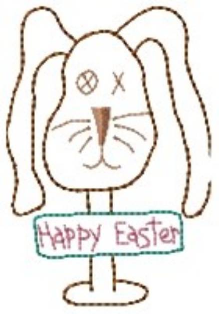 Picture of Happy Easter Bunny Machine Embroidery Design
