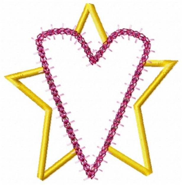 Picture of Heart & Star Machine Embroidery Design
