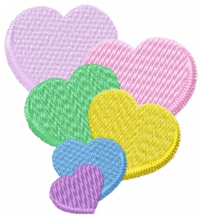 Colorful Hearts Machine Embroidery Design