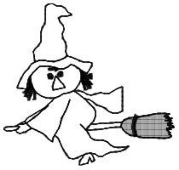 Picture of Witch On Broom Machine Embroidery Design