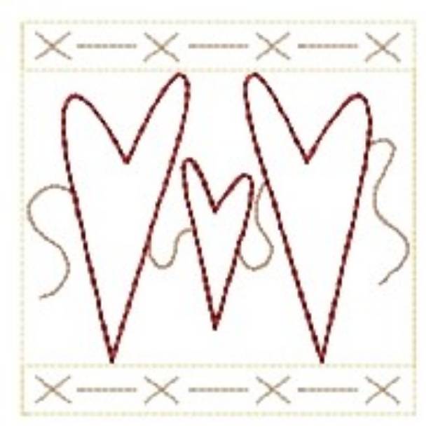 Picture of Hearts Block Machine Embroidery Design