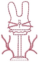 Redwork Bunny Head Machine Embroidery Design