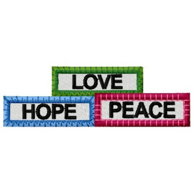 Picture of Love Hope Peace Machine Embroidery Design