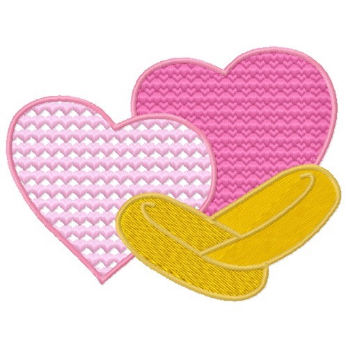 Wedding Ring Hearts Machine Embroidery Design