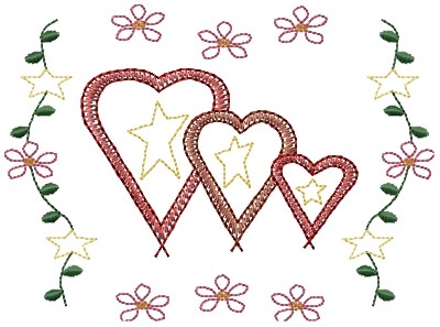 Hearts & Flowers Machine Embroidery Design