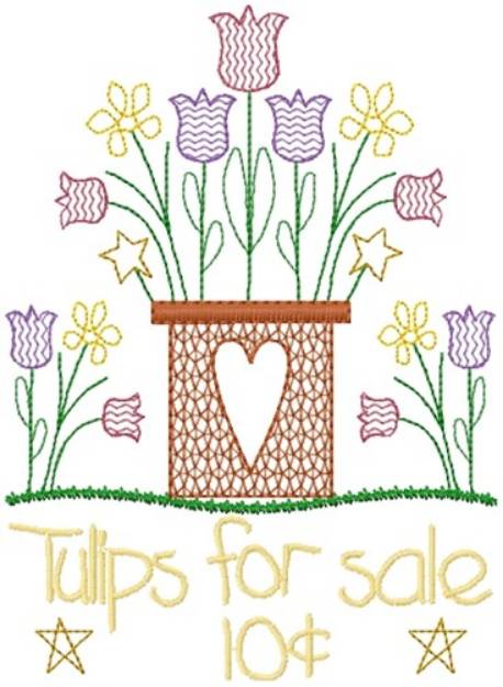 Picture of Tulips For Sale Machine Embroidery Design