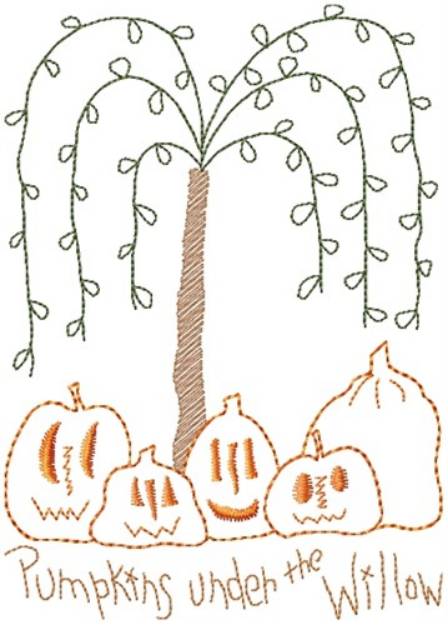 Picture of Pumpkins Under Willow Machine Embroidery Design