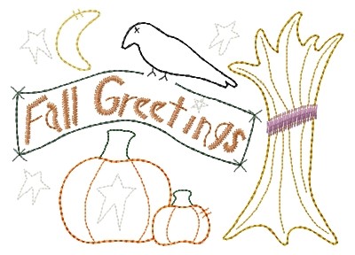 Fall Greetings Machine Embroidery Design