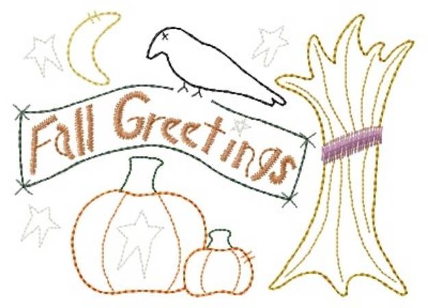 Picture of Fall Greetings Machine Embroidery Design