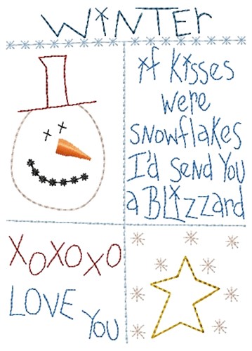 Snowflake Kisses Machine Embroidery Design