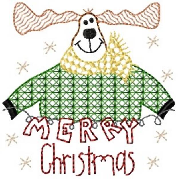 Picture of Merry Christmas Moose Machine Embroidery Design