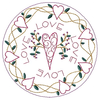 Valentine Circle Machine Embroidery Design