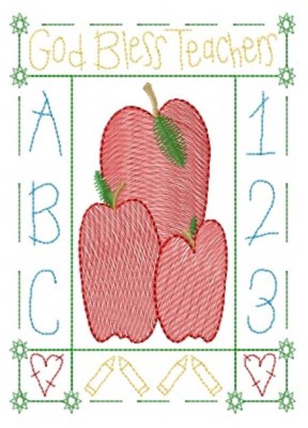 Picture of God Bless Teachers Machine Embroidery Design