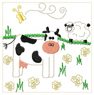 Cow & Sheep Machine Embroidery Design