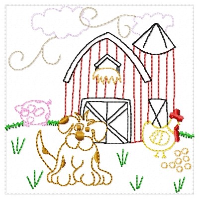 Farm Barn Machine Embroidery Design