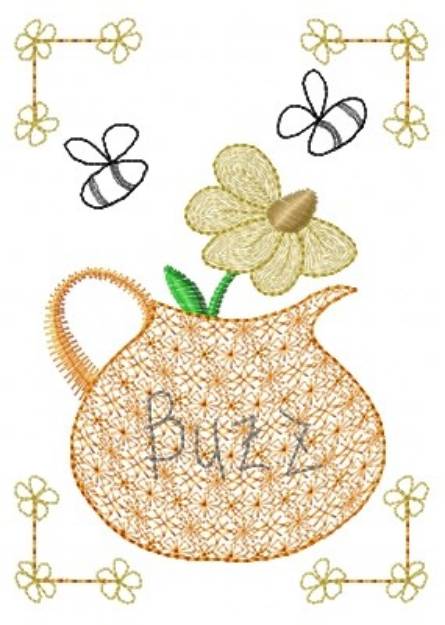 Picture of Flower & Bees Machine Embroidery Design