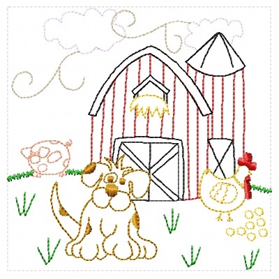 Barn Animals Machine Embroidery Design