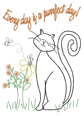 Purrfect Day Machine Embroidery Design