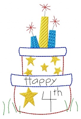 Happy 4th Cake Machine Embroidery Design
