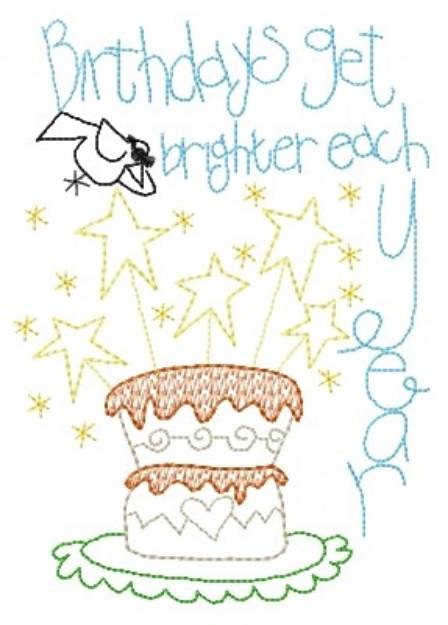 Picture of Birthdays Get Brighter Machine Embroidery Design