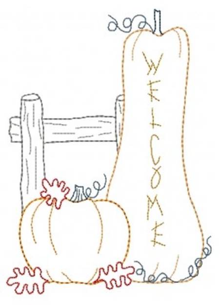Picture of Welcome Pumpkins Machine Embroidery Design
