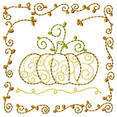 Curly Pumpkin Machine Embroidery Design