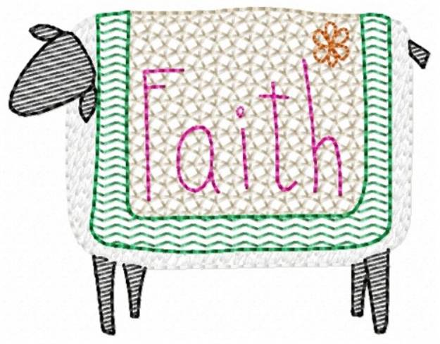 Picture of Faith Sheep Machine Embroidery Design