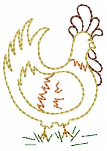 Picture of Chicken Outline Machine Embroidery Design