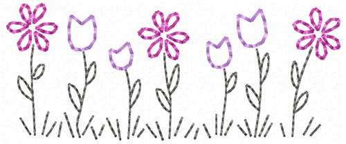 Flowers Outline Machine Embroidery Design