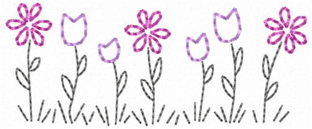 Picture of Flowers Outline Machine Embroidery Design