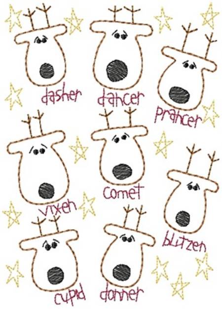 Picture of Reindeer Names Machine Embroidery Design