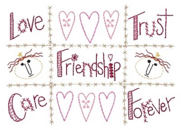 Picture of Friendship Folk Art Machine Embroidery Design