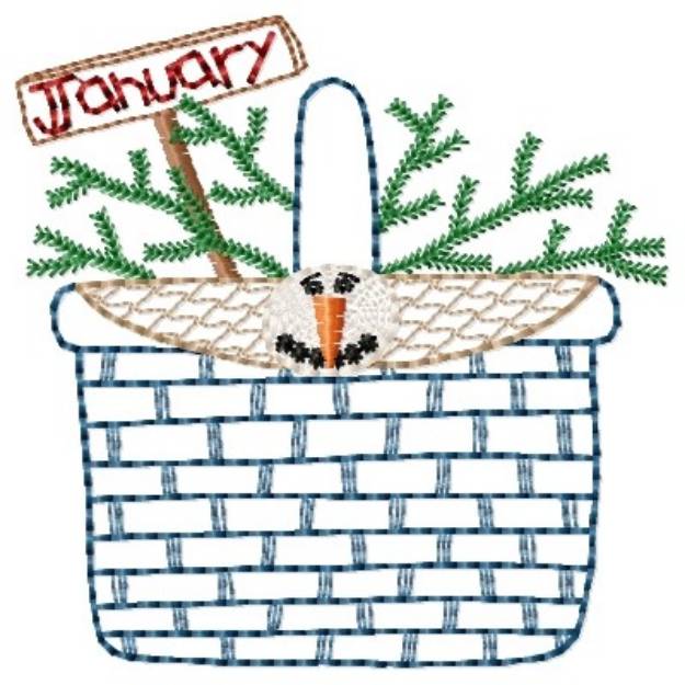 Picture of January Basket Machine Embroidery Design