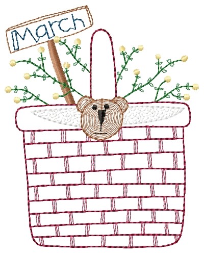March Basket Machine Embroidery Design