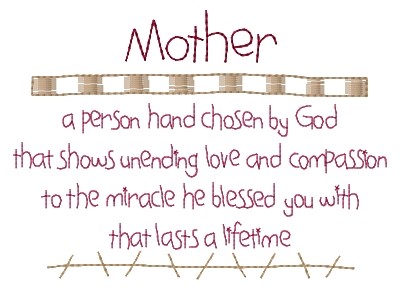 Mother Chosen By God Machine Embroidery Design