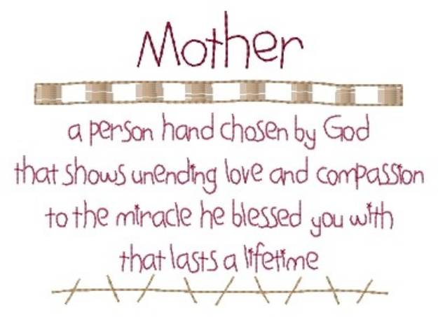Picture of Mother Chosen By God Machine Embroidery Design