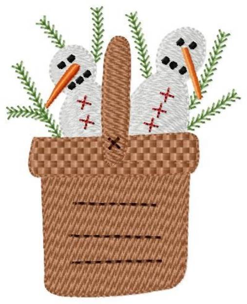 Picture of Basket Of Snowmen Machine Embroidery Design