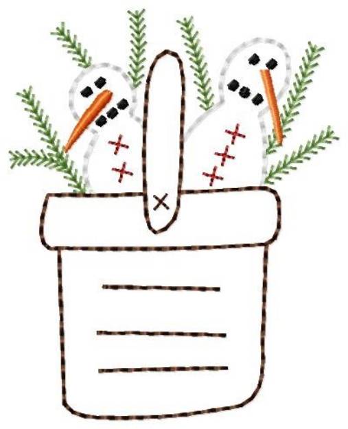 Picture of Snowman Basket Machine Embroidery Design