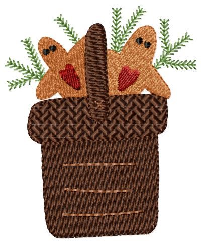 Gingerbread Basket Machine Embroidery Design