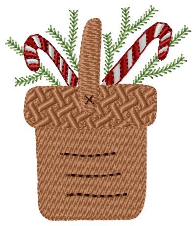Candy Cane Basket Machine Embroidery Design