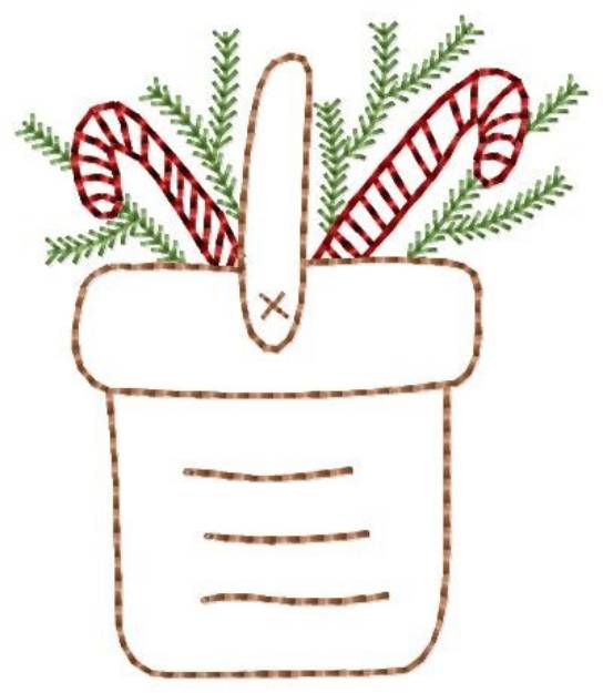 Picture of Basket Of Candy Canes Machine Embroidery Design